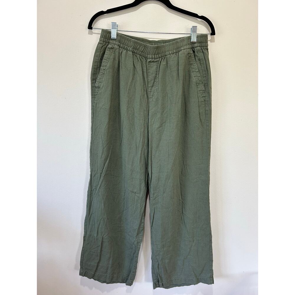 Old Navy linen blend pans size S olive green wide leg pull on